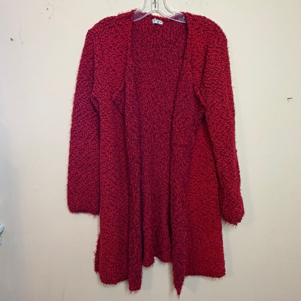 POL women’s medium red cozy chunky sweater cardigan